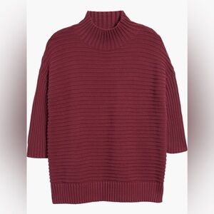 NWT French Connection Lena Mozart Rib Cotton Mock Neck Tunic Sweater Size Large